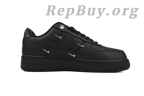 Top Version Nike Air Force 1 Low Black Silver Mini Swoosh HQ1180-001 - Image 2