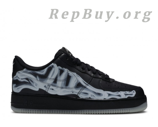 Top Version Nike Air Force 1 Low Black Skeleton Halloween (2019) BQ7541 001 - Image 3