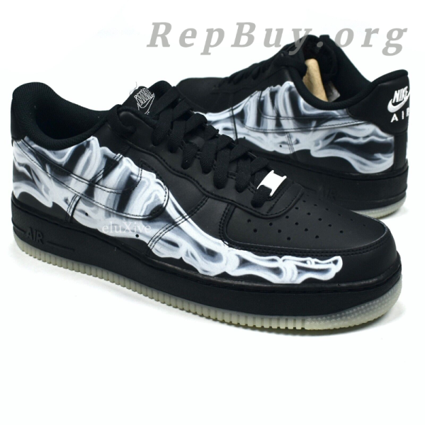 Top Version Nike Air Force 1 Low Black Skeleton Halloween (2019) BQ7541 001 - Image 7