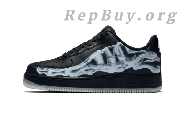 Top Version Nike Air Force 1 Low Black Skeleton Halloween (2019) BQ7541 001