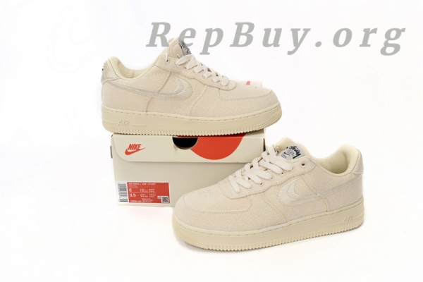 Top Version Nike Air Force 1 Low Stussy Fossil, best replica Nike Air Force 1, high quality Stussy Fossil sneakers, perfect copy CZ9084-200, 1:1 replica Nike shoes, premium Stussy AF1 knockoff, exact duplicate Nike Stussy Fossil
