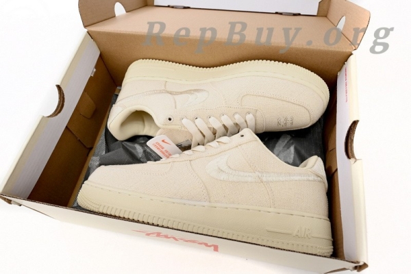 Top Version Nike Air Force 1 Low Stussy Fossil, best replica Nike Air Force 1, high quality Stussy Fossil sneakers, perfect copy CZ9084-200, 1:1 replica Nike shoes, premium Stussy AF1 knockoff, exact duplicate Nike Stussy Fossil