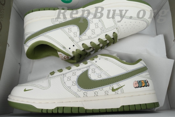 Top Version Nike Dunk Low Gucci Green White Custom KK1888-006 - 图片 10