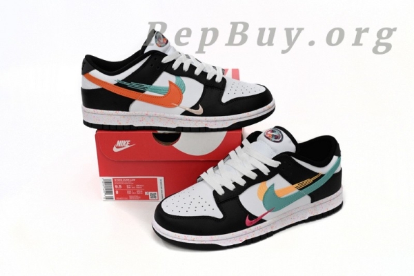 Top Version Nike Dunk Low Multiple Swooshes White Washed Teal FD4623-131 - Image 13