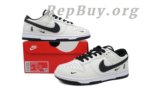 Top Version Nike Dunk Low Violent Bear, High Quality Replica Nike Dunk, Best Replica Nike Shoes, Custom KK1888-005, Violent Bear White Black Dunk, 1:1 Replica Sneakers, Premium Fake Nike Dunk Low