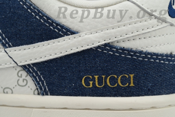 Top Version Nike Dunk Low Gucci, High Quality Replica Nike Dunk, Best Fake Gucci Sneakers, 1:1 Replica Nike Shoes, Premium Copy Dunk Low, FC1688-141 Denim Blue, White Gucci Dunk Reps, Perfect Clone Sneakers