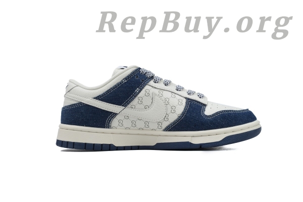 Top Version Nike Dunk Low Gucci, High Quality Replica Nike Dunk, Best Fake Gucci Sneakers, 1:1 Replica Nike Shoes, Premium Copy Dunk Low, FC1688-141 Denim Blue, White Gucci Dunk Reps, Perfect Clone Sneakers
