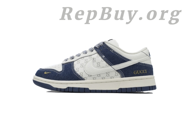 Top Version Nike Dunk Low Gucci, High Quality Replica Nike Dunk, Best Fake Gucci Sneakers, 1:1 Replica Nike Shoes, Premium Copy Dunk Low, FC1688-141 Denim Blue, White Gucci Dunk Reps, Perfect Clone Sneakers
