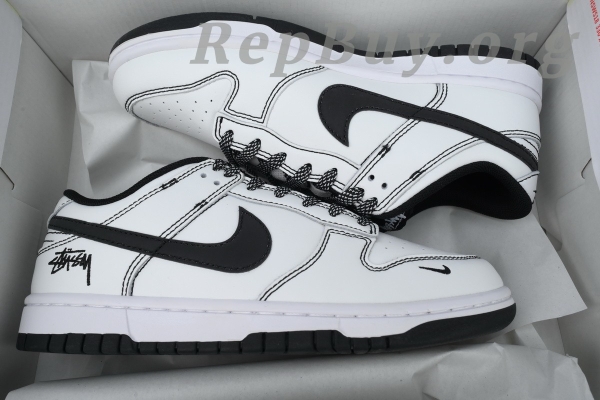 Top Version Nike Dunk Low x  Stussy White Custom FC1688-137 - 图片 10