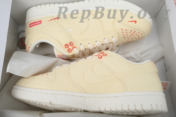 Top Version Nike Dunk Low x  Supreme Beige Custom KK1888-001 - 图片 10
