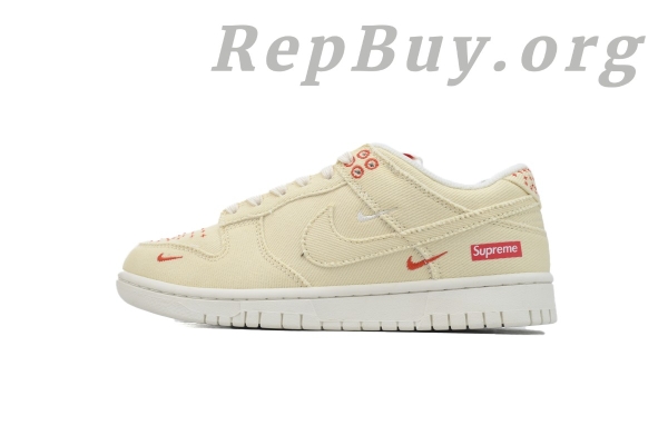 Top Version Nike Dunk Low x  Supreme Beige Custom KK1888-001