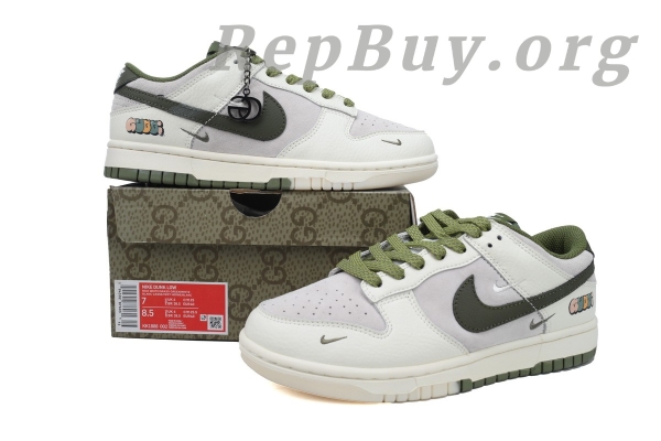 Top Version Nike Dunk Low Gucci Off-White, High Quality Replica Nike Dunk, Custom Grass Green Sneakers, Best Replica KK1888-002, 1:1 Copy Dunk Low, Premium Fake Nike Shoes, AAA Replica Sneakers