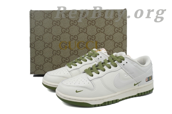 Top Version Nike Dunk Low x Gucci Beige Custom KK1888-007 - 图片 11