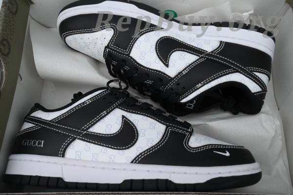 Top Version Nike Dunk Low x Gucci White Black SF1588-136 - 图片 10
