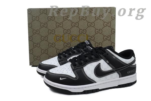 Top Version Nike Dunk Low x Gucci White Black SF1588-136 - 图片 11