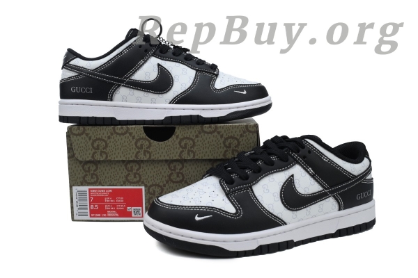 Top Version Nike Dunk Low x Gucci White Black SF1588-136 - 图片 12