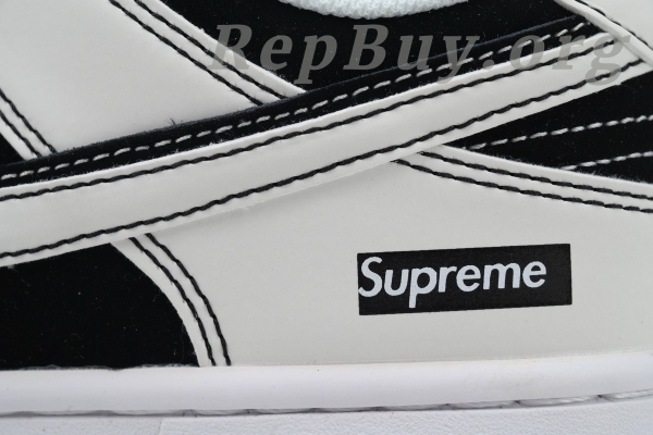 Top Version Nike Dunk Low Supreme, High Quality Replica Nike Dunk, Custom Supreme Black White Sneakers, FC1688-144 Replica, Best Fake Nike Dunk Low, Supreme Collaboration Sneakers, Premium Replica Shoes, Nike Dunk Custom Double Hook