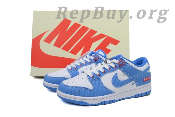 Top Version Nike Dunk Low x Supreme Royal Blue White Custom KK1888-015, high quality replica Nike Dunk, best rep Supreme Dunk Low, 1:1 custom sneakers, premium copy Nike x Supreme, flawless replica shoes, perfect clone Dunk Low, luxury reproduction sneakers, AAA quality fake Nike, Supreme collaboration replica