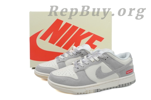 Top Version Nike Dunk Low x Supreme White Corduroy, best replica Nike Dunk Low, high quality rep sneakers, 1:1 copy Supreme Dunks, perfect replica shoes, FC1688-143 exact copy, premium fake sneakers, luxury replica footwear, flawless Supreme x Nike reps