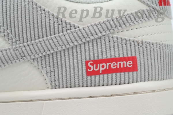 Top Version Nike Dunk Low x Supreme White Corduroy, best replica Nike Dunk Low, high quality rep sneakers, 1:1 copy Supreme Dunks, perfect replica shoes, FC1688-143 exact copy, premium fake sneakers, luxury replica footwear, flawless Supreme x Nike reps