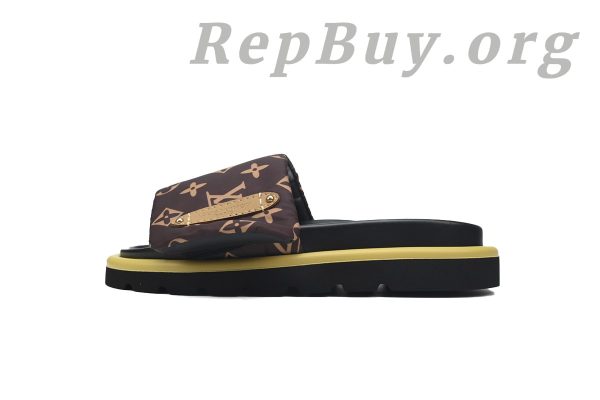 Louis Vuitton Brown Monogram Nylon Pool Pillow Comfort Flat Slides