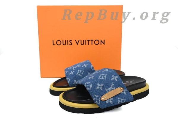 Louis Vuitton Dark Blue Denim Pool Pillow Comfort Flat Slides - 图片 8