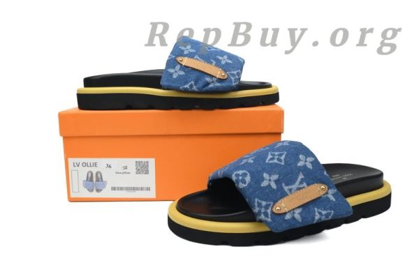 Louis Vuitton Dark Blue Denim Pool Pillow Comfort Flat Slides - 图片 9