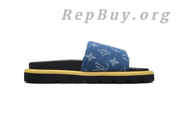 Louis Vuitton Dark Blue Denim Pool Pillow Comfort Flat Slides - 图片 2