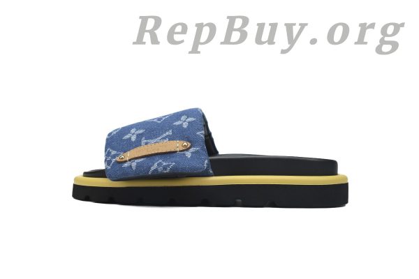 Louis Vuitton Dark Blue Denim Pool Pillow Comfort Flat Slides