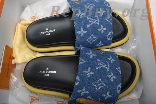 Louis Vuitton Dark Blue Denim Pool Pillow Comfort Flat Slides - 图片 7