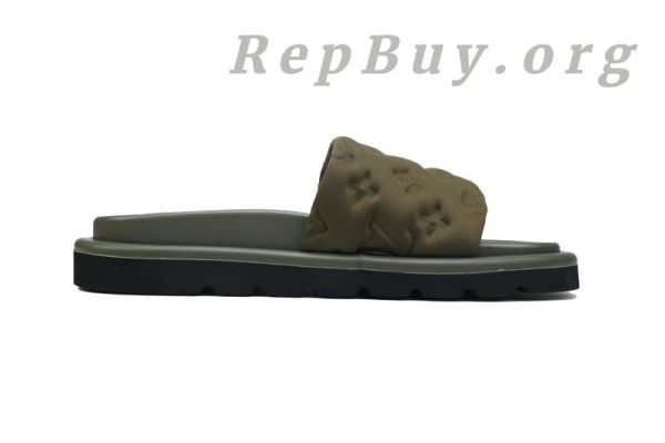 Louis Vuitton Green Relief Nylon Pool Pillow Comfort Flat Slides - 图片 2