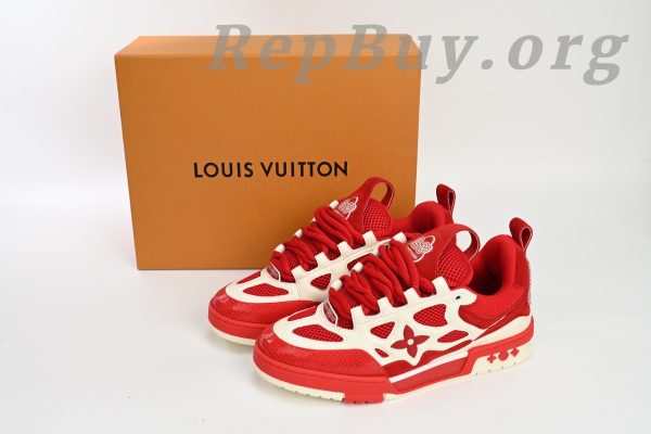 Louis Vuitton Skate Sneaker Leather lace up Fashionable Board Shoes Red 51BCOLRB - 图片 15
