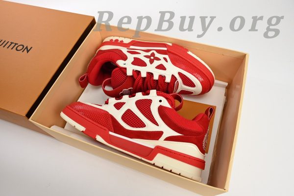 Louis Vuitton Skate Sneaker Leather lace up Fashionable Board Shoes Red 51BCOLRB - 图片 16