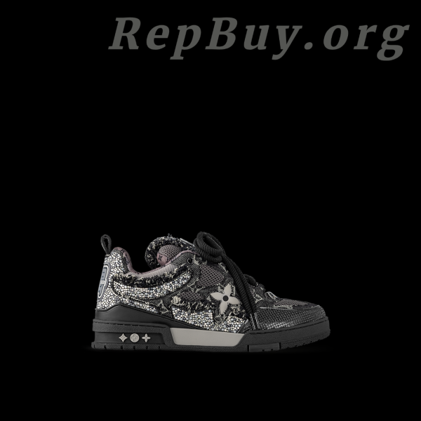 Louis Vuitton LV Skate Sneaker Black Swarovski Monogram 1ABMHV
