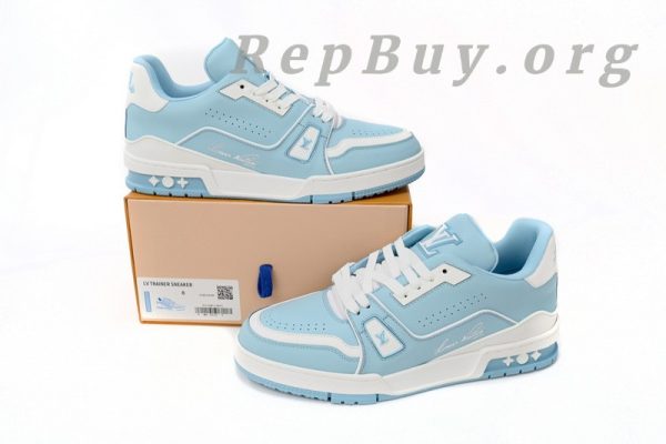 Louis Vuitton LV Trainer #54 Light Blue White 1AAHSJ - 图片 14
