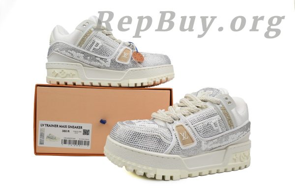Louis Vuitton LV Trainer Maxi Sneaker White Khaki Diamond CK24112202 - 图片 12
