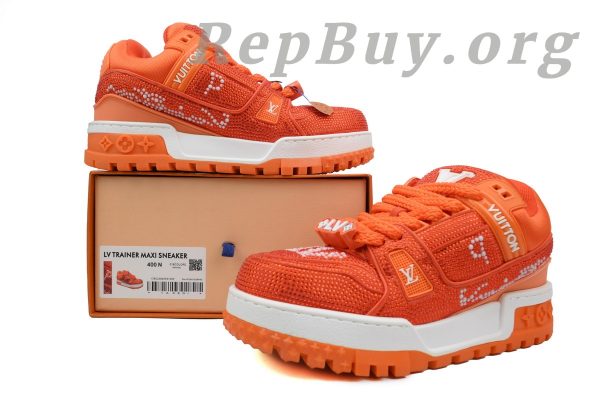 Louis Vuitton LV Trainer Maxi Sneaker White Orange Diamond CK24112201 - 图片 12