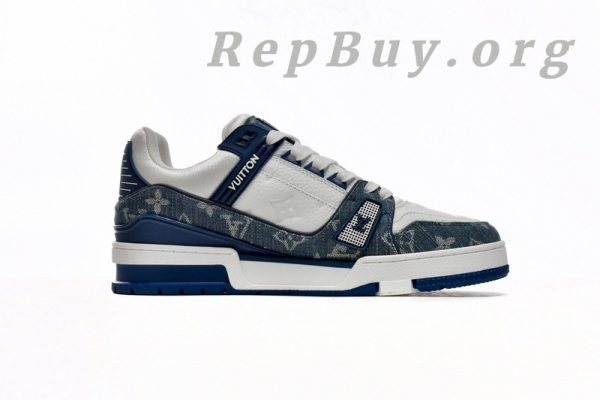 Louis Vuitton LV Trainer Monogram Denim White Blue FD0291 - 图片 3