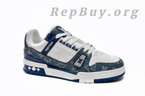 Louis Vuitton LV Trainer Monogram Denim White Blue FD0291 - 图片 11