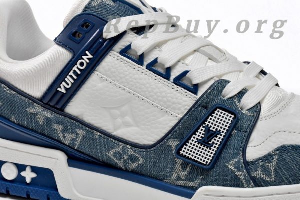 Louis Vuitton LV Trainer Monogram Denim White Blue FD0291 - 图片 10