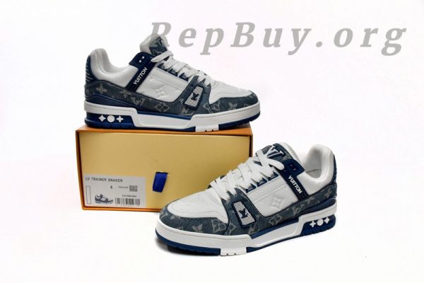 Louis Vuitton LV Trainer Monogram Denim White Blue FD0291 - 图片 16
