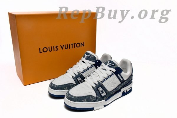 Louis Vuitton LV Trainer Monogram Denim White Blue FD0291 - 图片 17