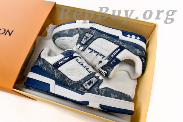 Louis Vuitton LV Trainer Monogram Denim White Blue FD0291 - 图片 18
