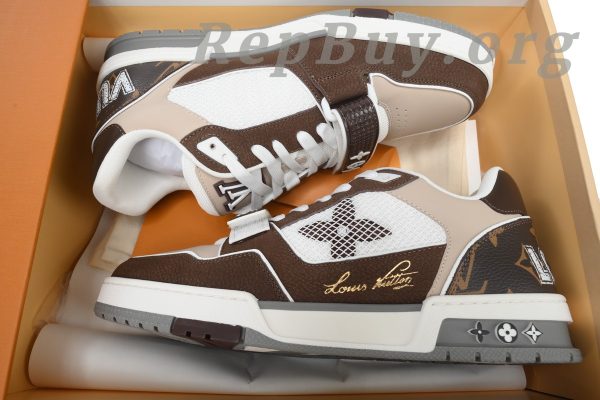 Louis Vuitton LV Trainer Sneaker Moka Brown Monogram Flower 1ACD7K CK240729 - Image 10