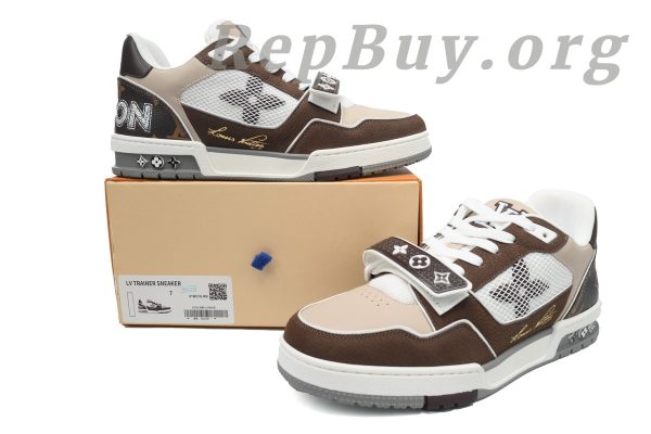 Louis Vuitton LV Trainer Sneaker Moka Brown Monogram Flower 1ACD7K CK240729 - Image 12