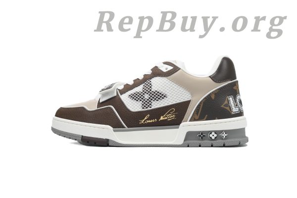 Louis Vuitton LV Trainer Sneaker Moka Brown Monogram Flower 1ACD7K CK240729