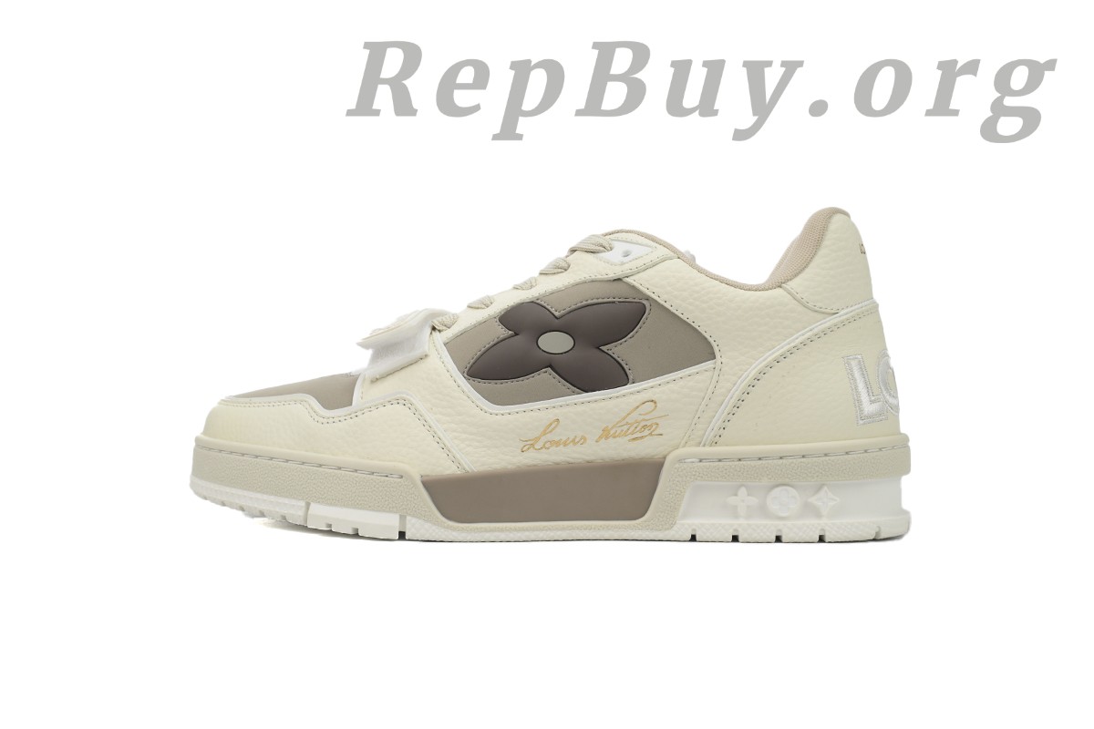 Best Louis Vuitton LV Trainer Sneaker Monogram Flower Beige 1ACW44 Replica