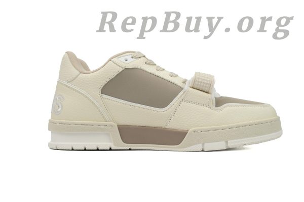 Louis Vuitton LV Trainer Sneaker, LV Monogram Flower, Beige Sneaker, 1ACW44 Replica, High Quality Replica Sneakers, Designer Sneaker Copy, LV Trainer Dupes, Luxury Sneaker Replica, Best LV Trainer Reps, Premium Replica Shoes