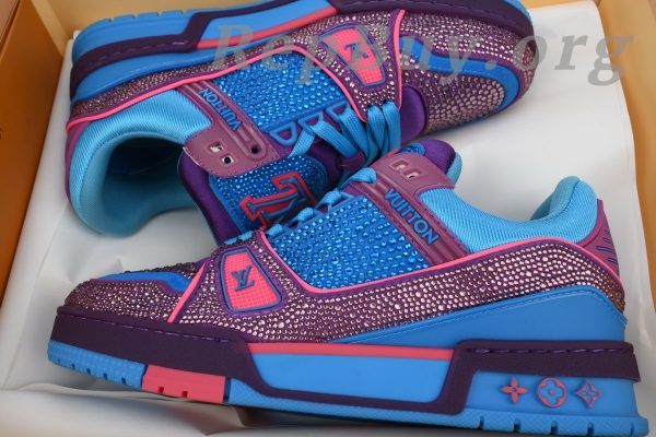 Louis Vuitton LV Trainer Sneaker Purple Blue Diamond - 图片 10