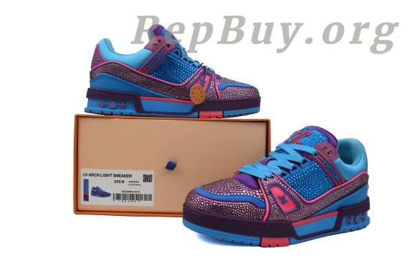 Louis Vuitton LV Trainer Sneaker Purple Blue Diamond - 图片 12